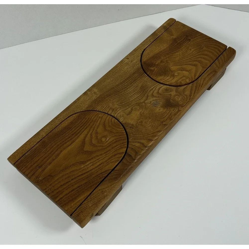 Vintage Wood Handmade Folding Book End Desktop Rack Shelf MCM NICE!